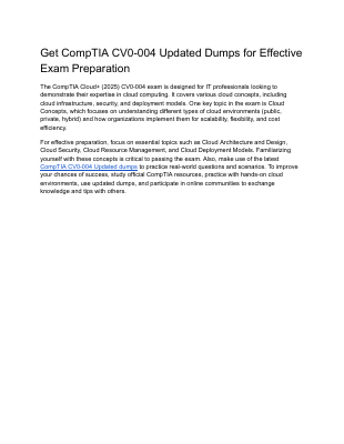 Get CompTIA CV0-004 Updated Dumps for Effective Exam Preparation